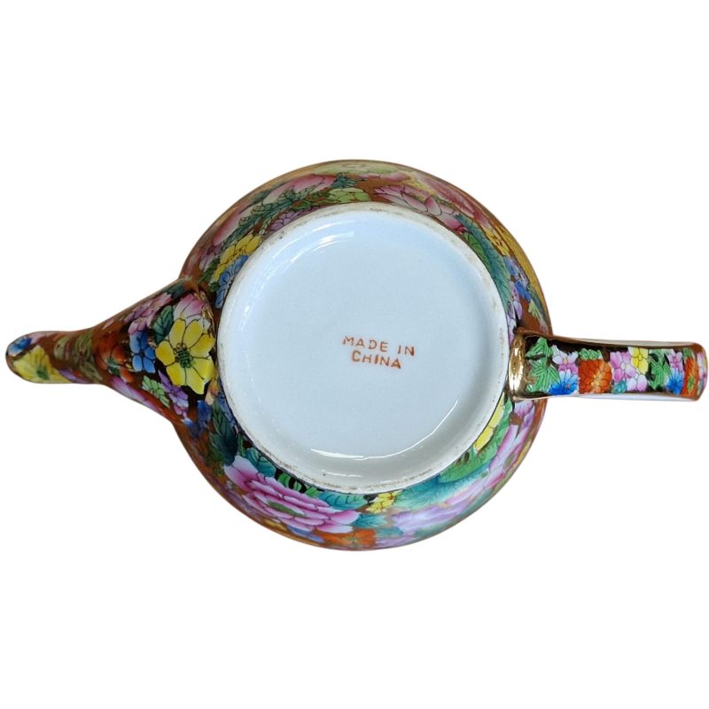Conjunto de Chá Chinês "Made in China" com Decoração Floral Multicolorida