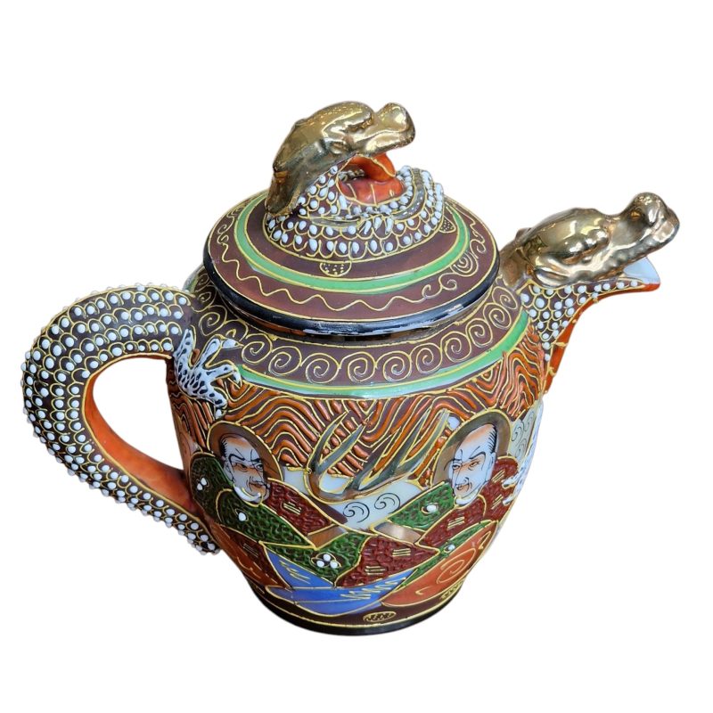 Conjunto de chá japonês "casca de ovo" com decoração moriage