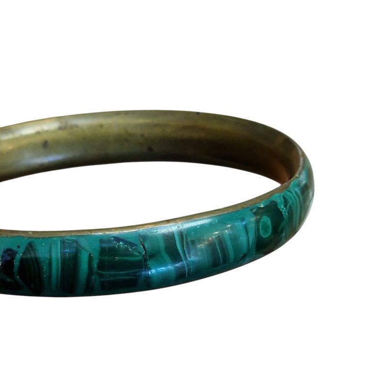 Pulseira em malaquite e latão