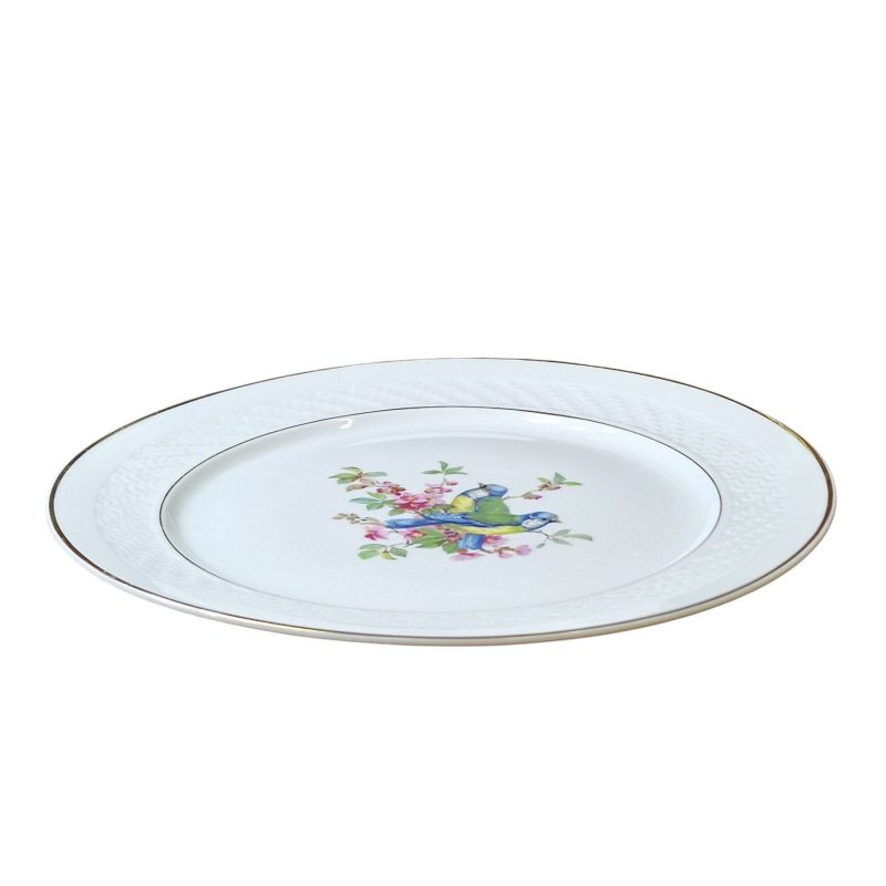 Prato decorativo Vista Alegre – Coimbra S.P. com pássaros e flores