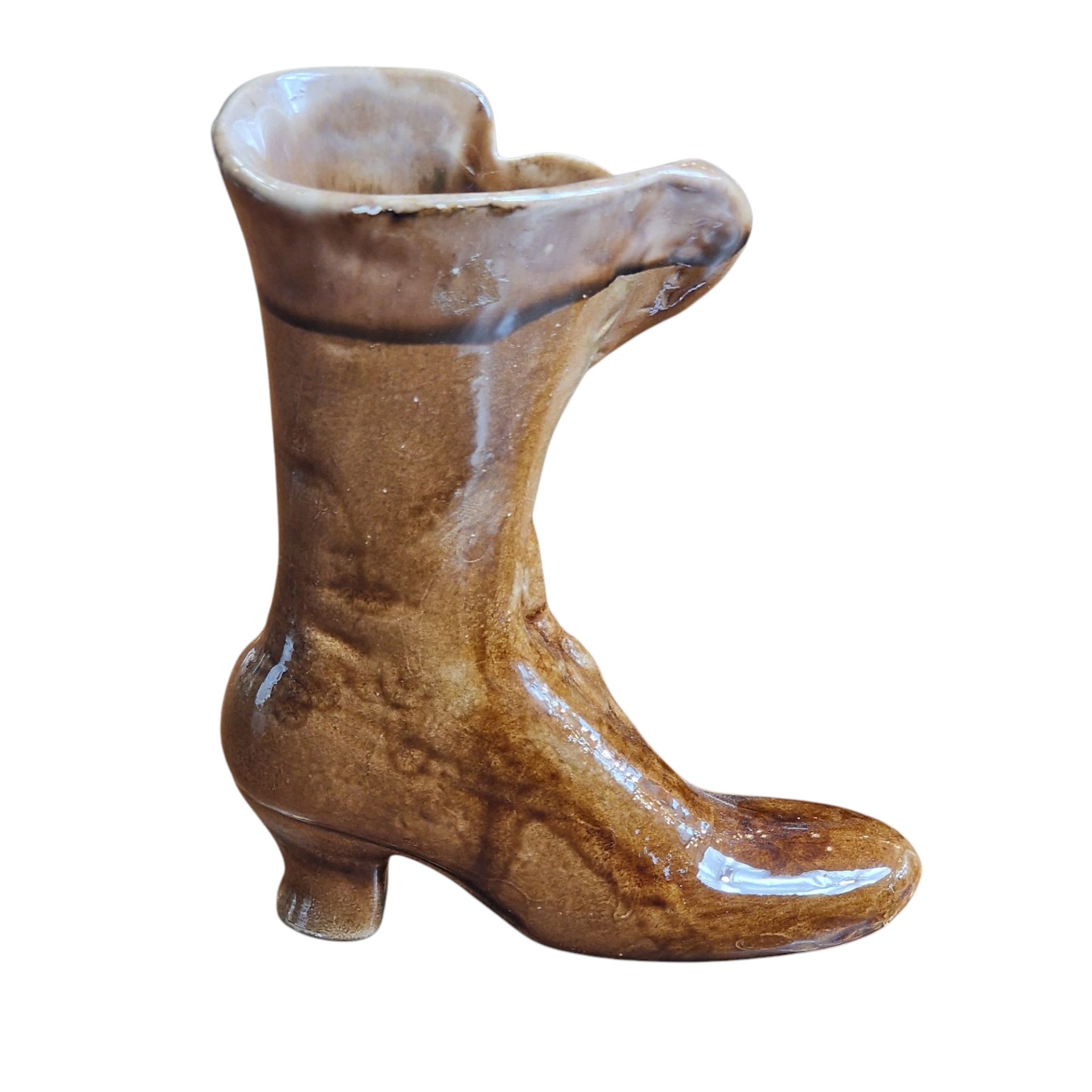 Bota de Senhora Decorativa em Cerâmica Castanha