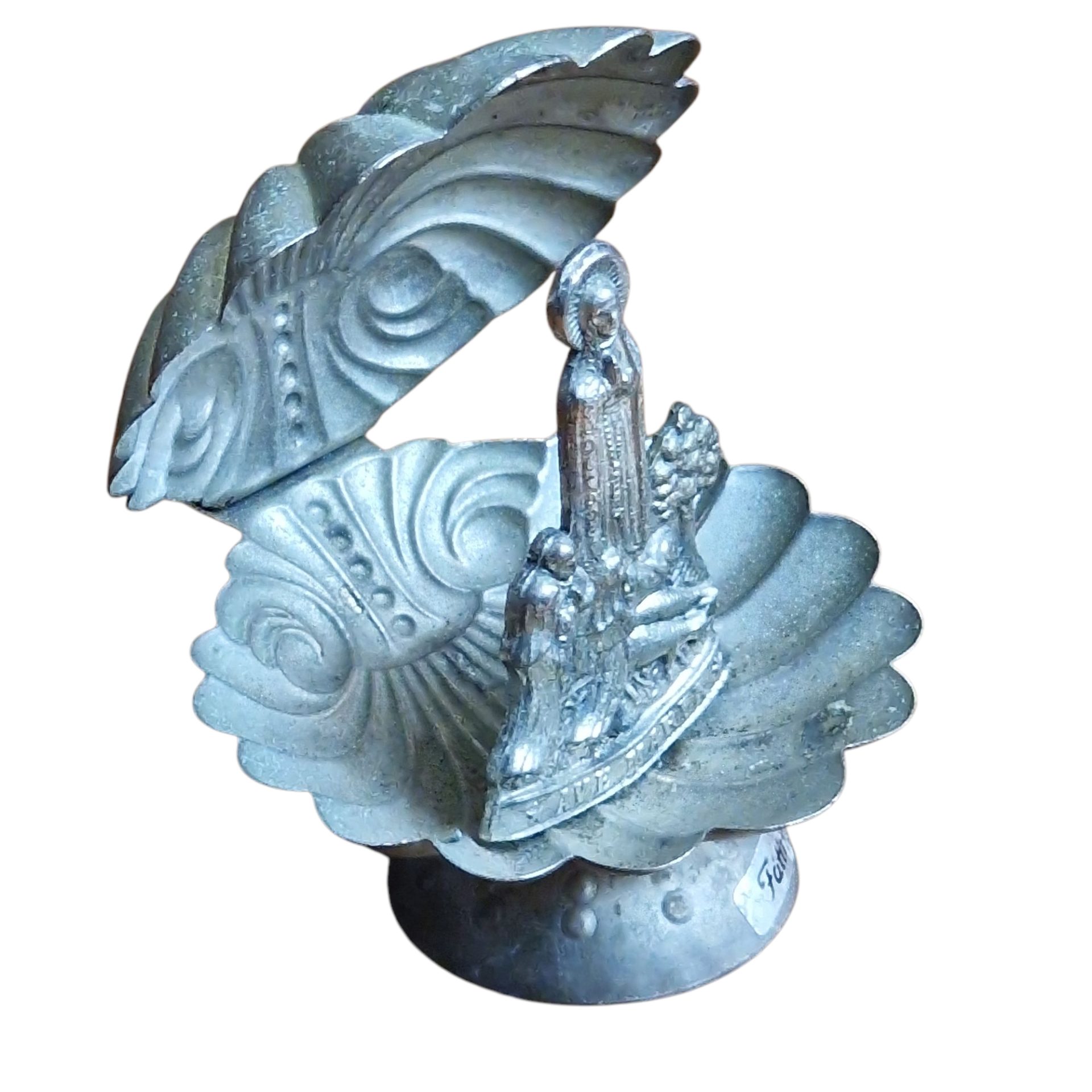 Oratório Miniatura de Nossa Senhora de Fátima em Concha de Metal