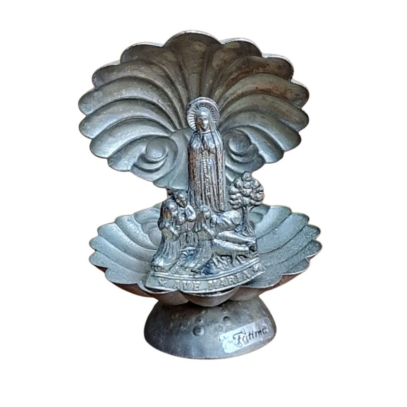 Oratório Miniatura de Nossa Senhora de Fátima em Concha de Metal