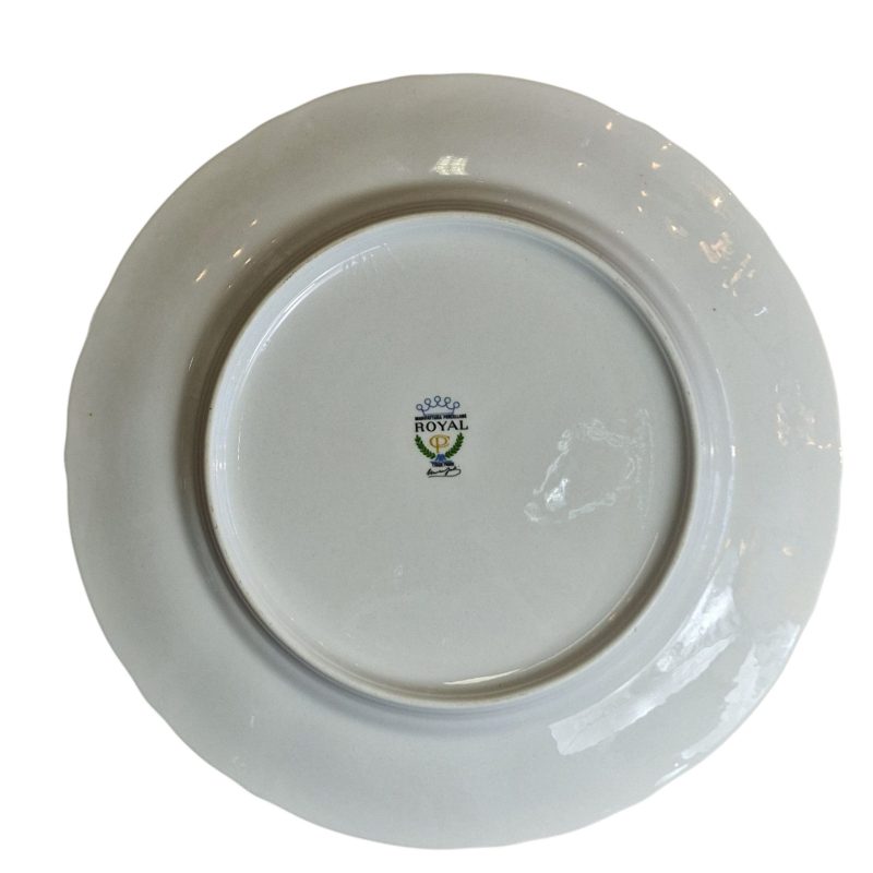 Prato decorativo em porcelana com flores e filete dourado – Manifattura Porcellane Royal CP