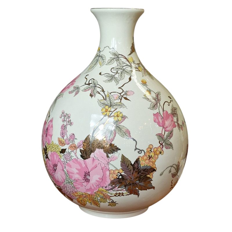Jarra em Porcelana com Motivo Floral Rosa – Panda - 40 cm