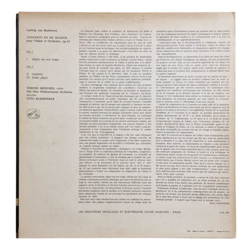 Menuhin - The New Philharmonia Orchestra - Concerto pour Violon en Ré majeur, Op. 61