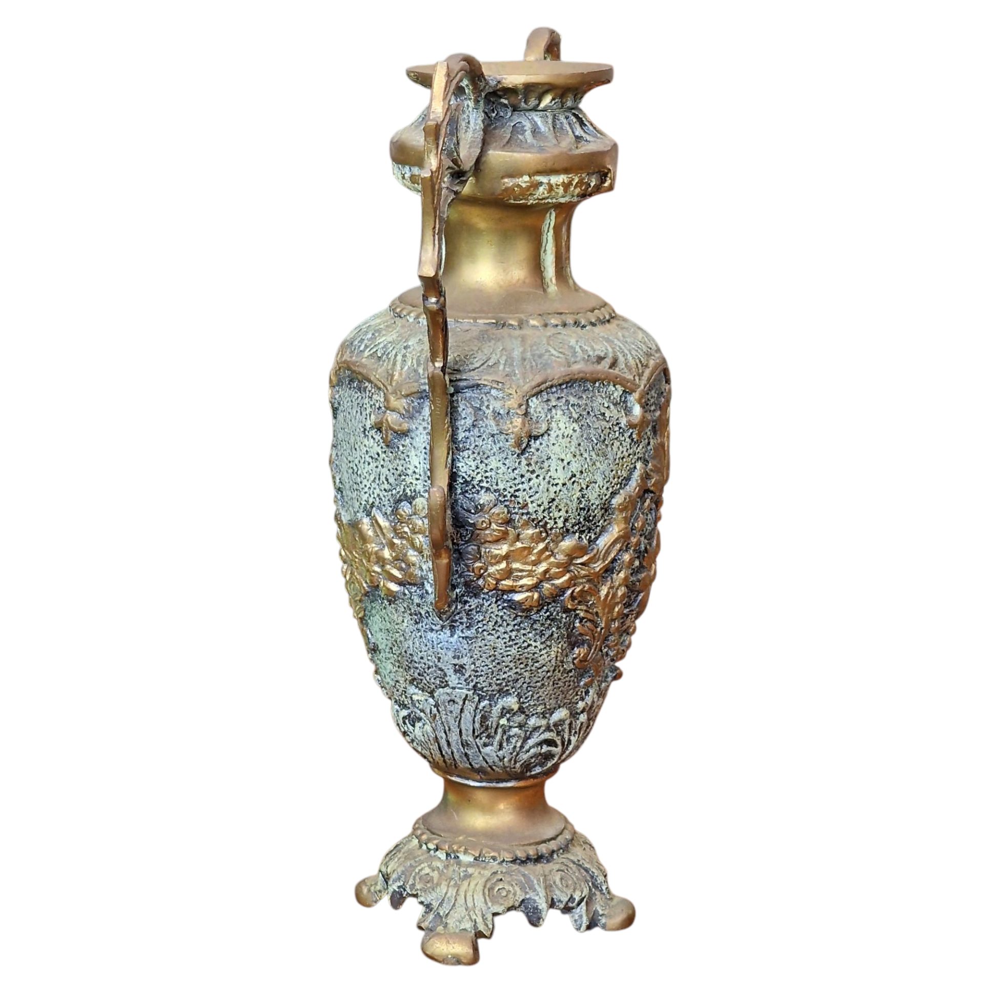 Jarra Ânfora Decorativa em Metal Ornamentado