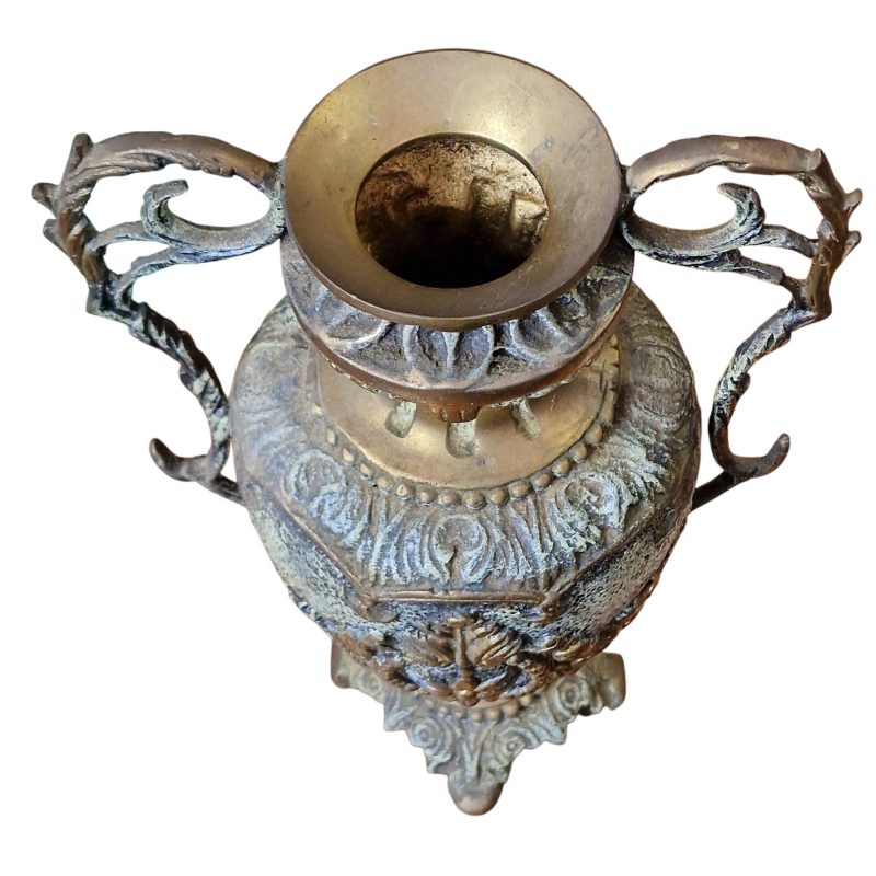Jarra Ânfora Decorativa em Metal Ornamentado