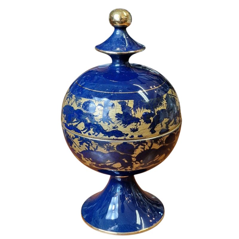 Pote cerâmico azul com cenas douradas – Il Verrocchio, Florença, Itália