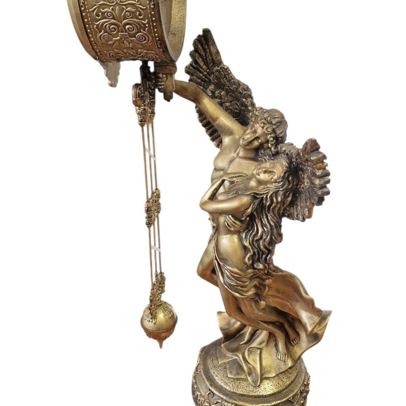 Relógio de Pêndulo com Escultura de Anjos – Estilo Clássico Dourado