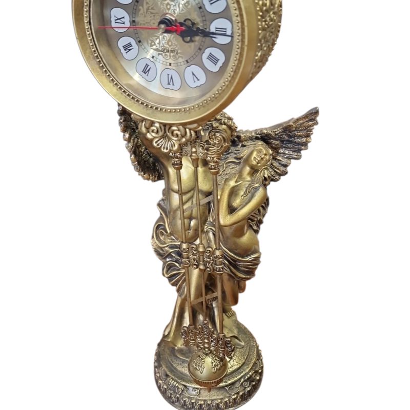 Relógio de Pêndulo com Escultura de Anjos – Estilo Clássico Dourado