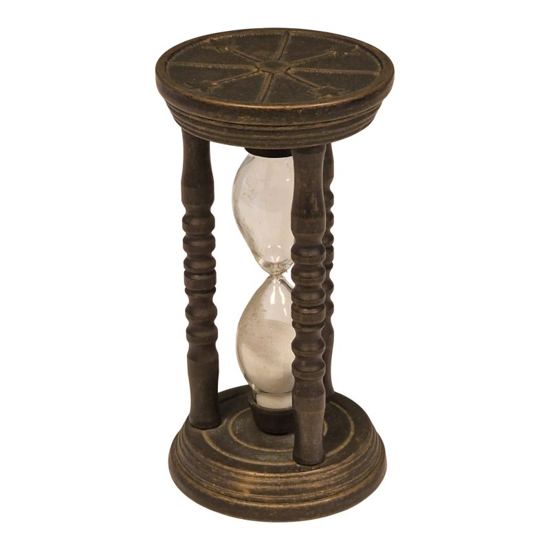 Ampulheta decorativa em bronze patinado – 13,5 cm