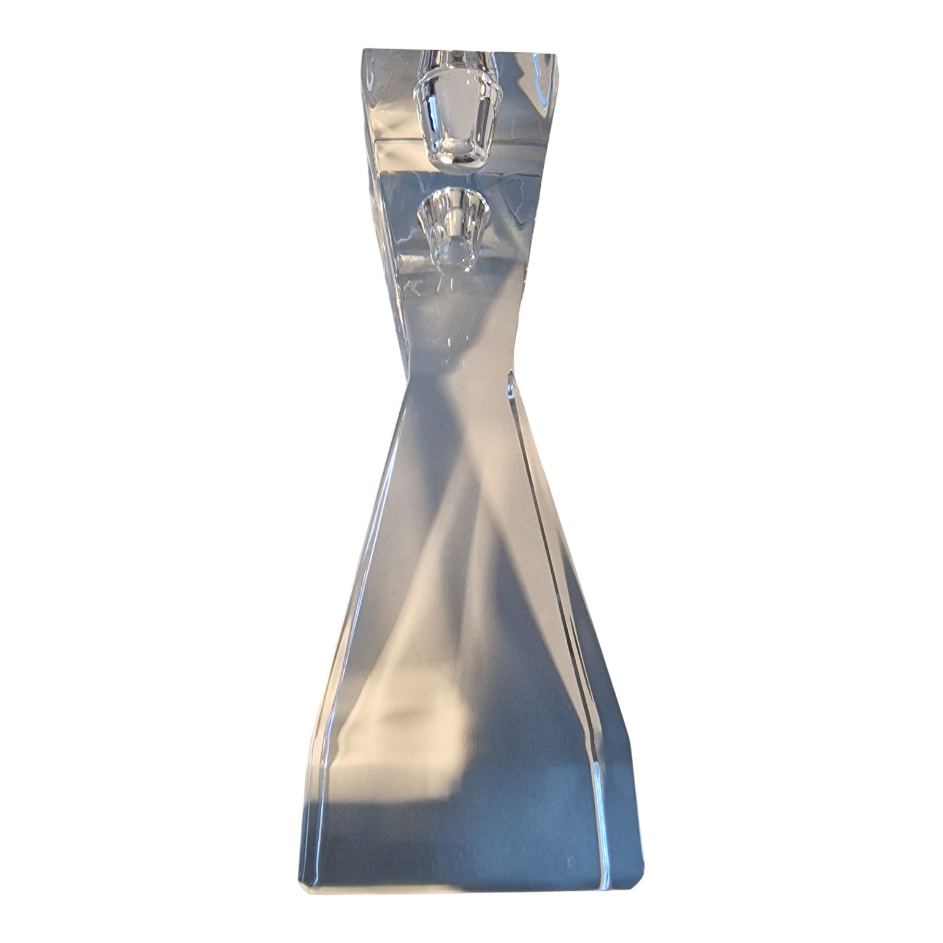 Par de Castiçais em Cristal Atlantis – 20 cm altura – Design Escultural Moderno