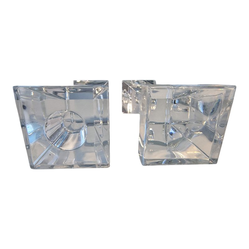 Par de Castiçais em Cristal Atlantis – 20 cm altura – Design Escultural Moderno