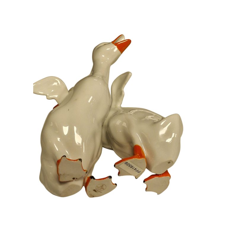 Galheteiro “Patos” em porcelana Vista Alegre – Branco e Laranja – 18 cm altura (1980–1992)