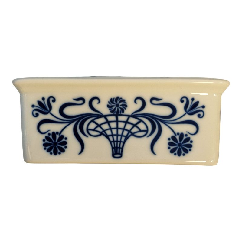 Tinteiro “Império” – Vista Alegre – Porcelana branca com decoração azul – 16×7×8cm
