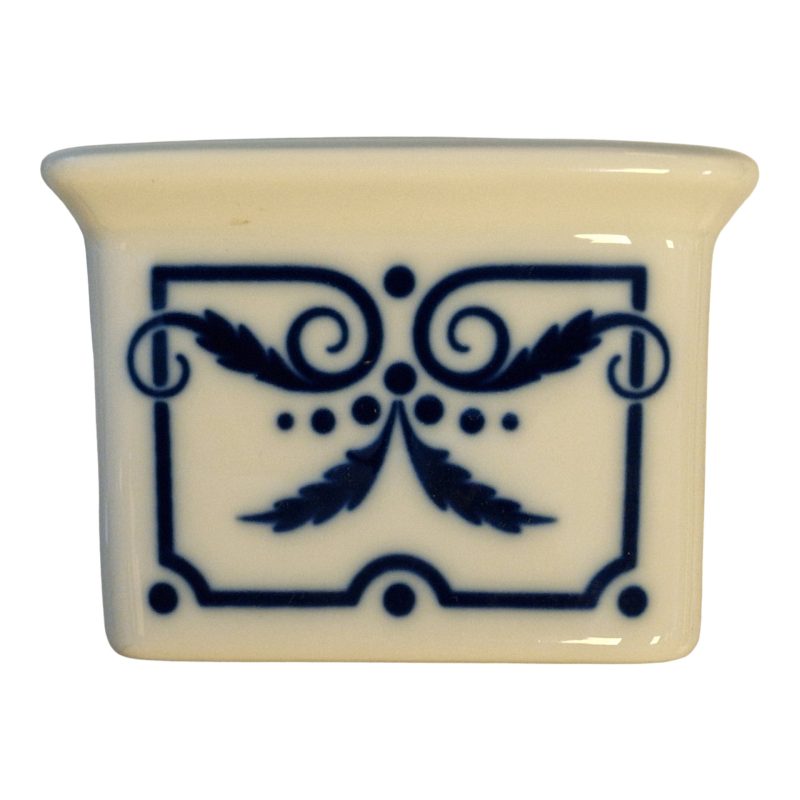 Tinteiro “Império” – Vista Alegre – Porcelana branca com decoração azul – 16×7×8cm