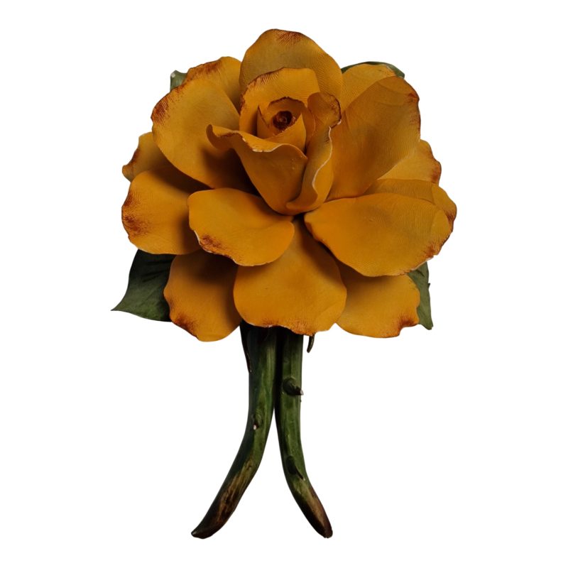 Rosa Capodimonte – Porcelana italiana pintada à mão – Flor decorativa amarela