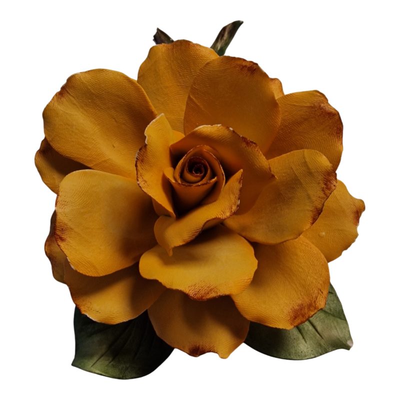 Rosa Capodimonte – Porcelana italiana pintada à mão – Flor decorativa amarela