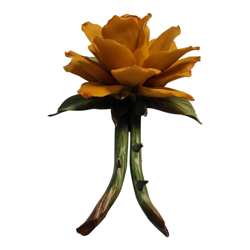 Rosa Capodimonte – Porcelana italiana pintada à mão – Flor decorativa amarela